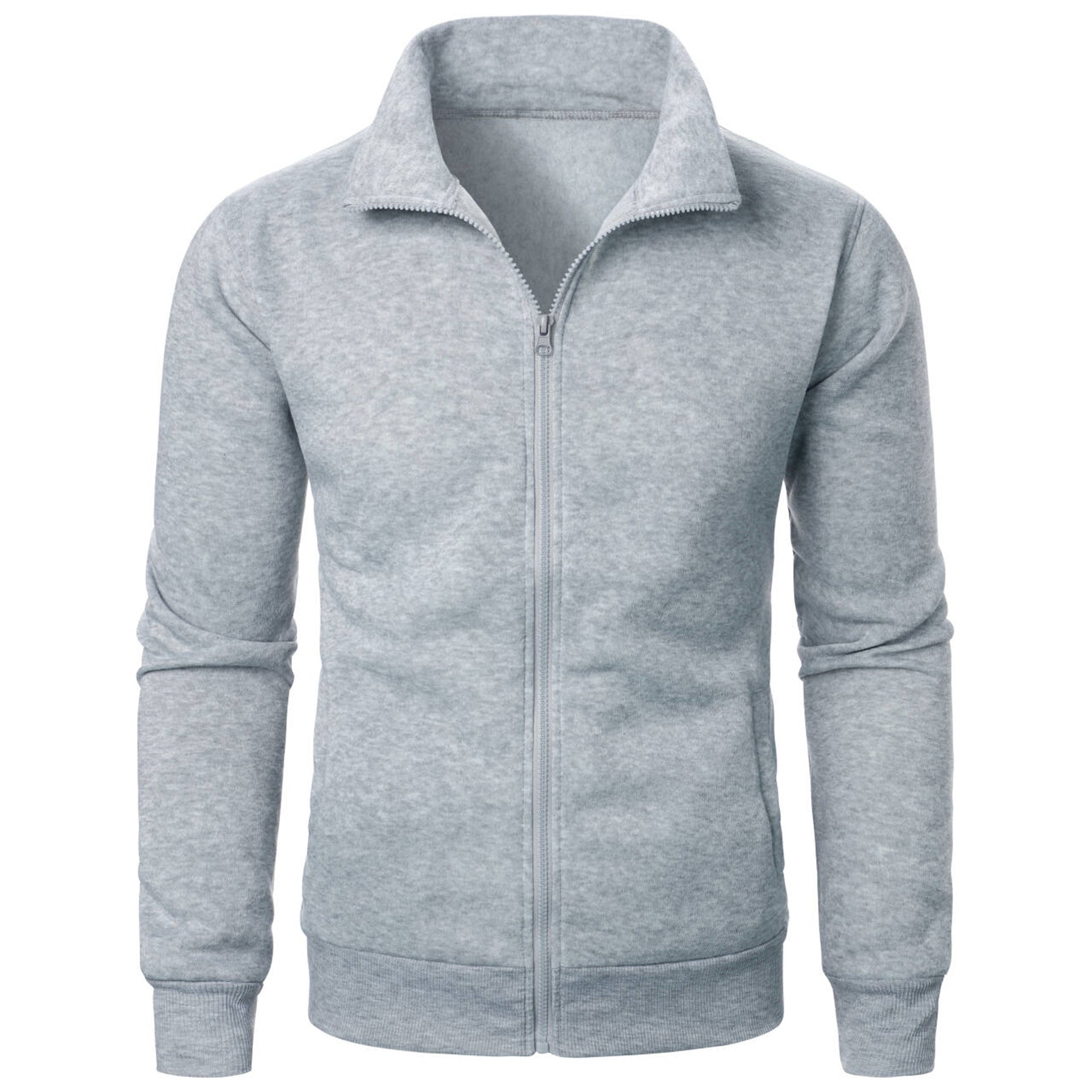 Zipper Fleece-lined Thickened Threaded Cuff Casual Sweatshirt