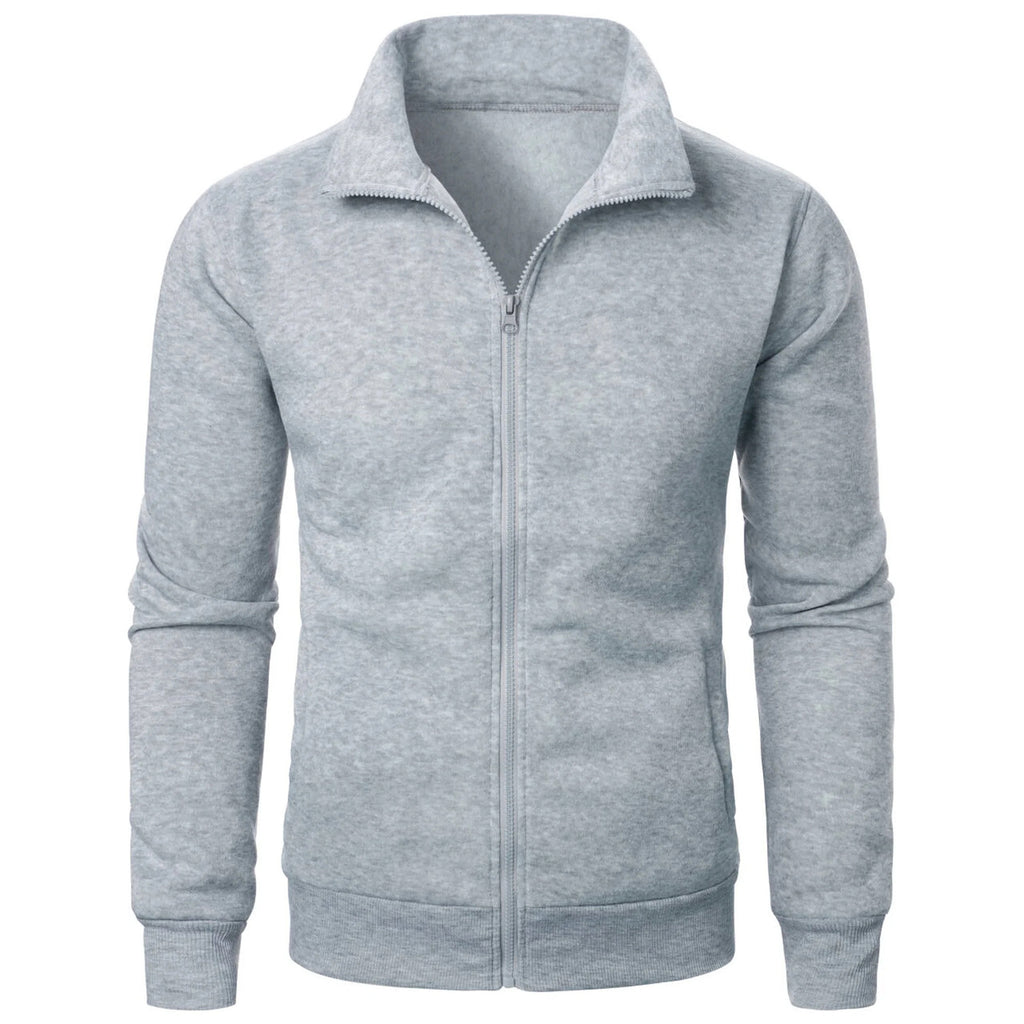 Zipper Fleece-lined Thickened Threaded Cuff Casual Sweatshirt