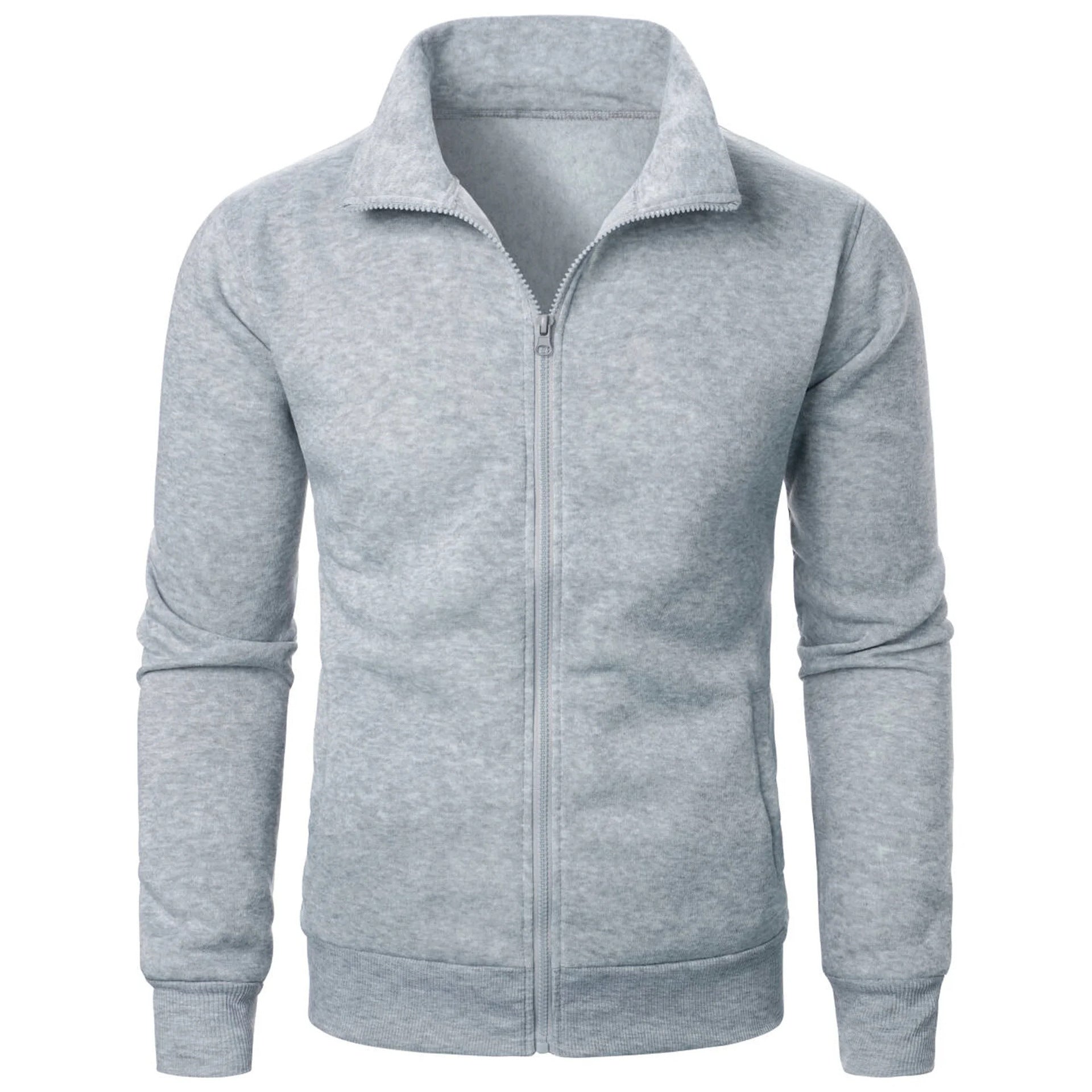 Zipper Fleece-lined Thickened Threaded Cuff Casual Sweatshirt