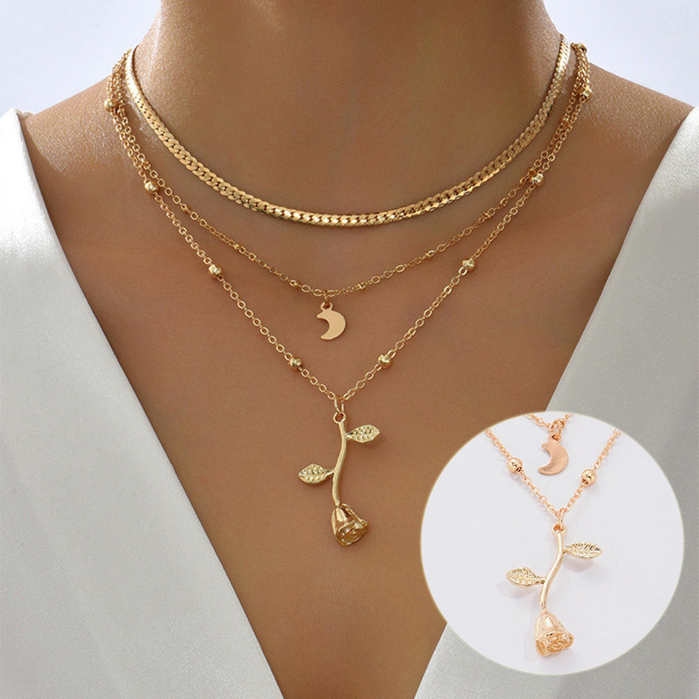 Bohemia Multilayer Moon Gold Color Pendant Necklaces