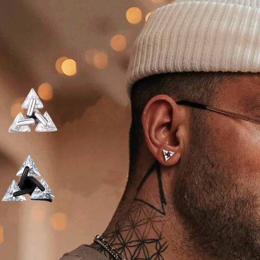 Triangle Geometric Ear Studs Zircon Piercing Earrings