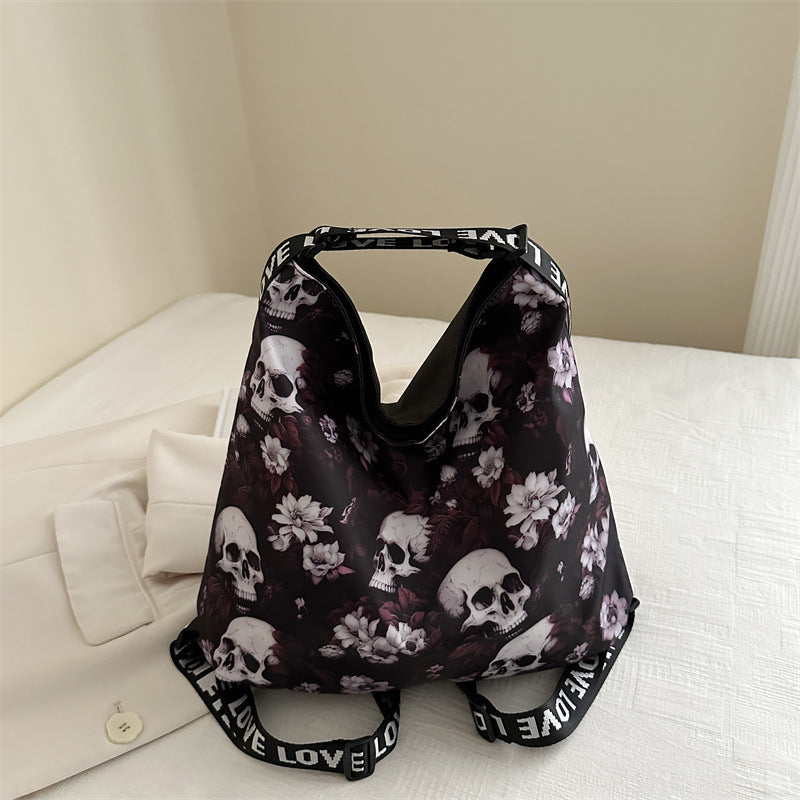 Skull Personality Large Capacity Nylon Shoulder Bag
