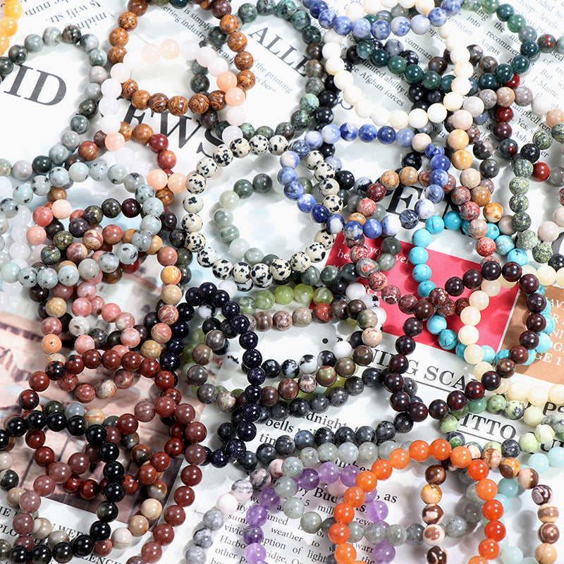 Natural Stone Beaded Elastic Bracelet