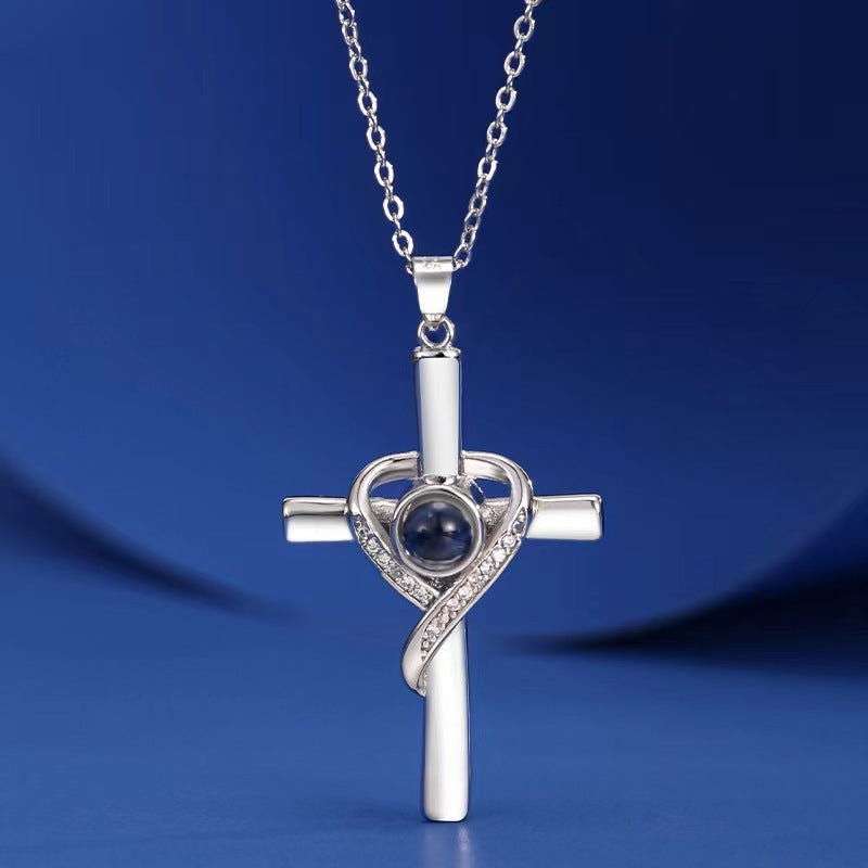 Love Cross Pendant Necklace Memorial Jewelry