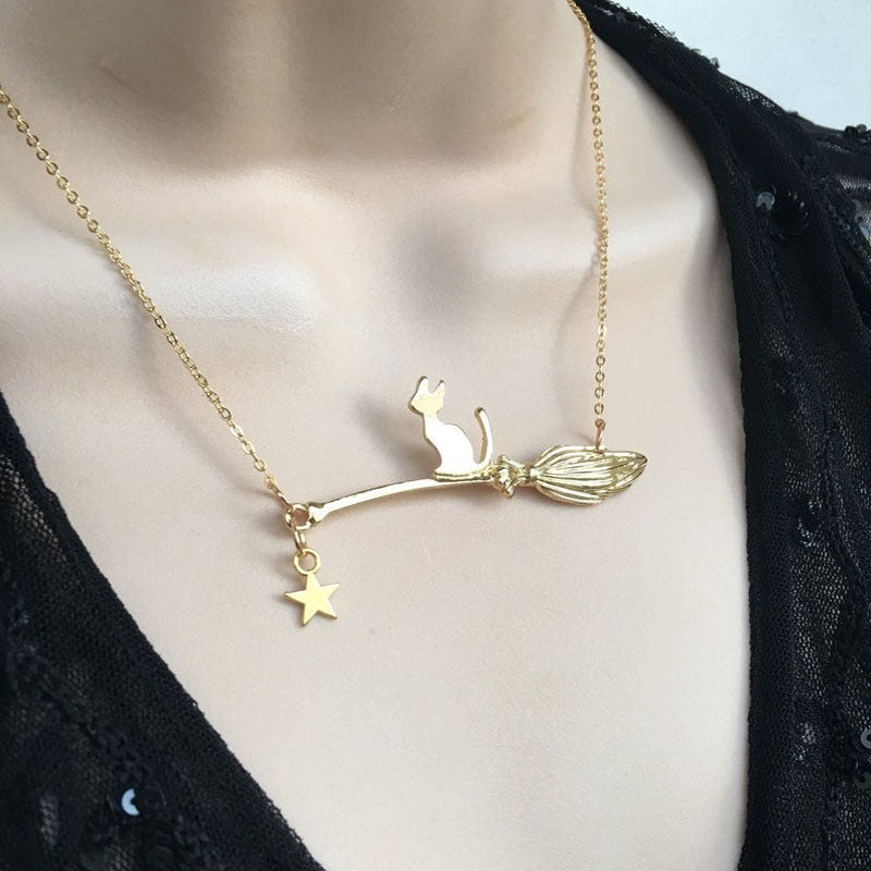 Halloween Ornaments Black Cat Necklace