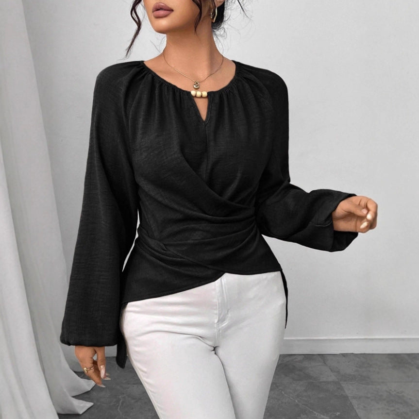 Woven Long-sleeve Top