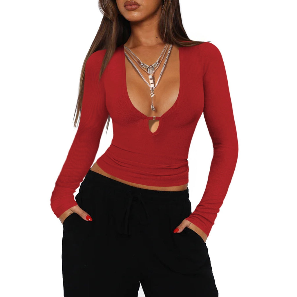 Deep V-neck Hollow