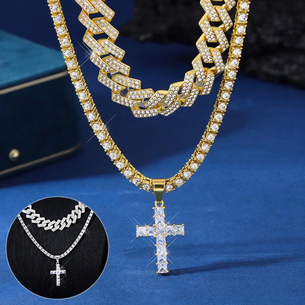 Zircon Cross Pendant Necklace