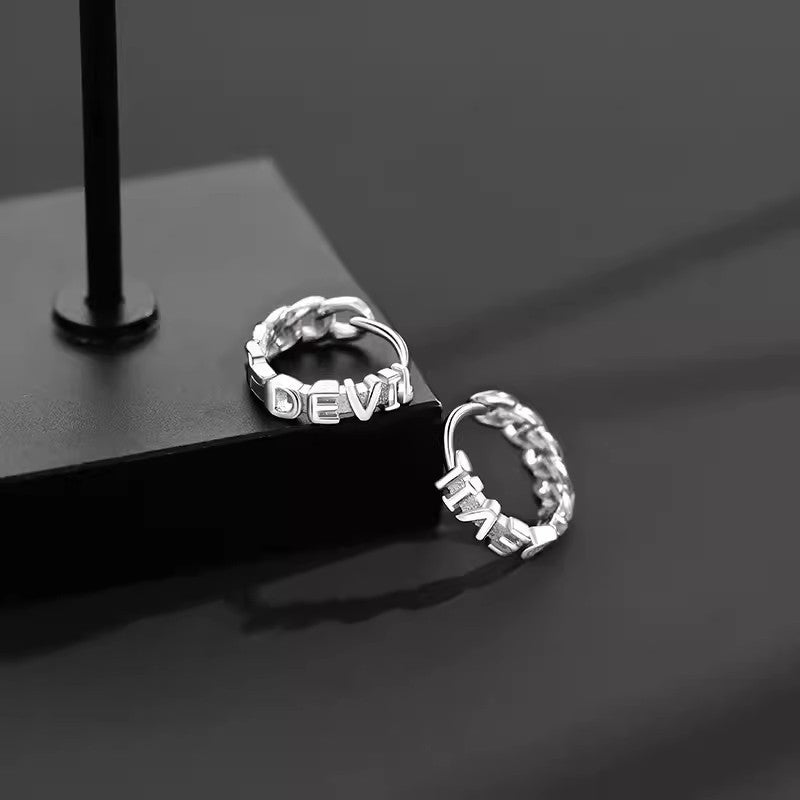 Sterling Silver Devil English Chain Earrings