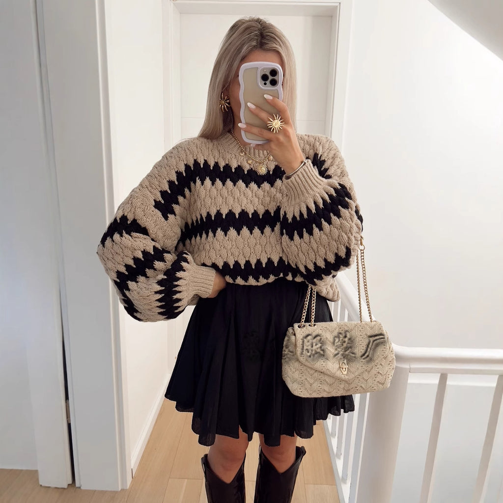 Women's Knitted Pullover Striped Loose Sweater
