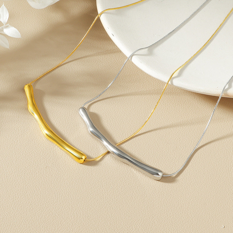 Irregular Pleated Necklace Titanium