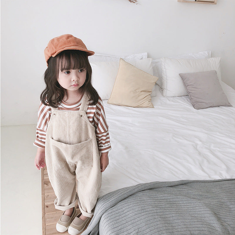 Girls Clothing Corduroy Strap Pants