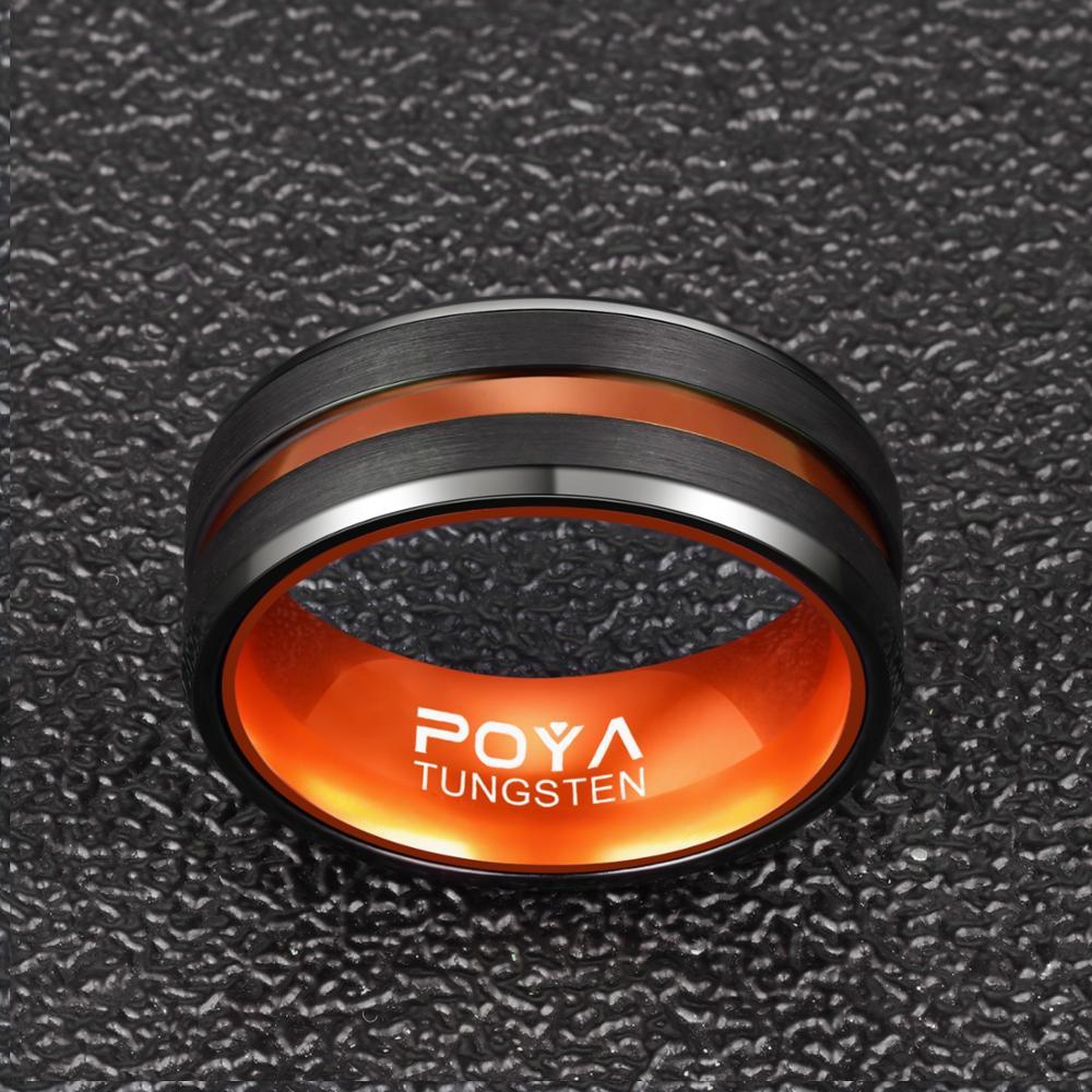 Tungsten Steel Ring With Orange Inner Ring Men