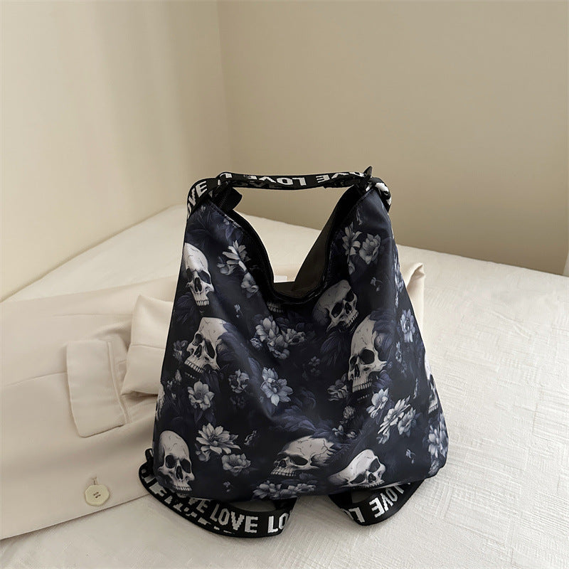 Skull Personality Large Capacity Nylon Shoulder Bag